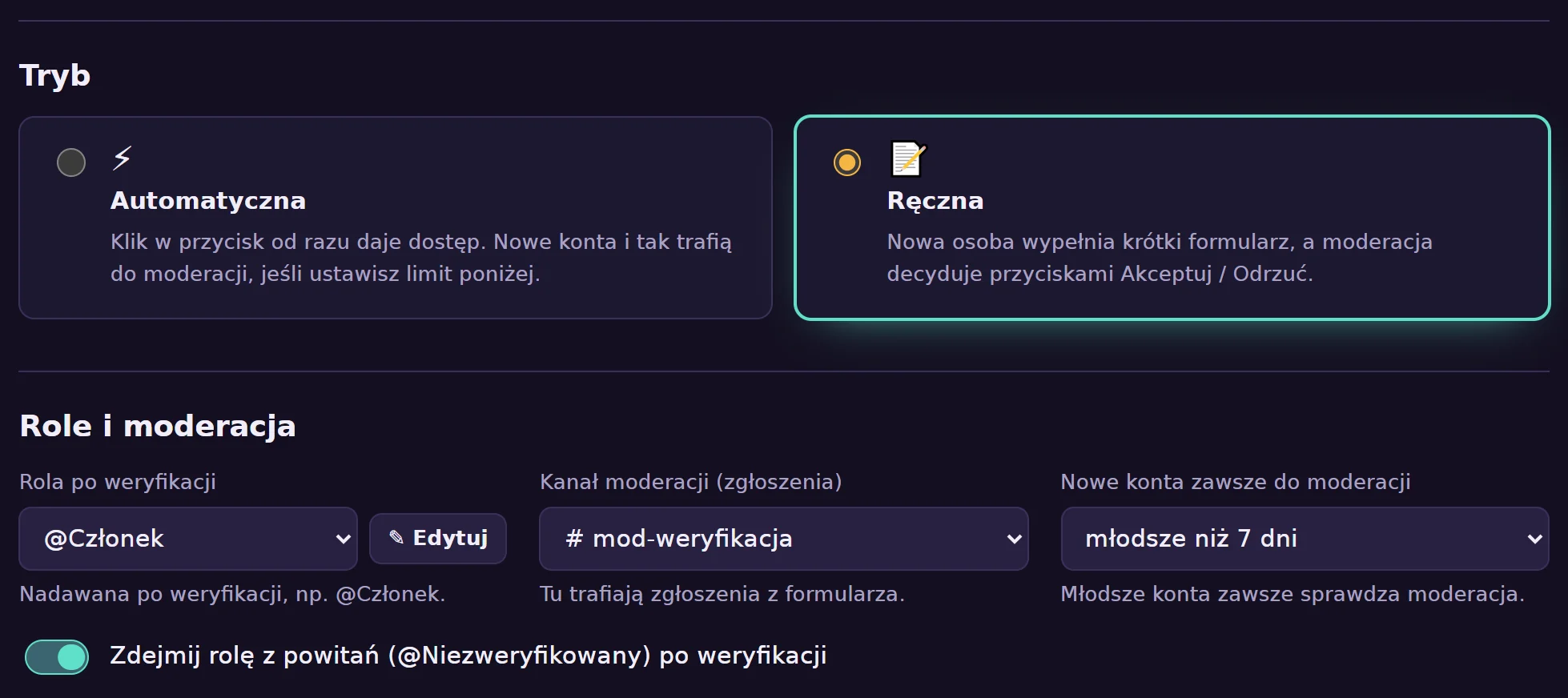 Ustawienia weryfikacji w panelu DogMate